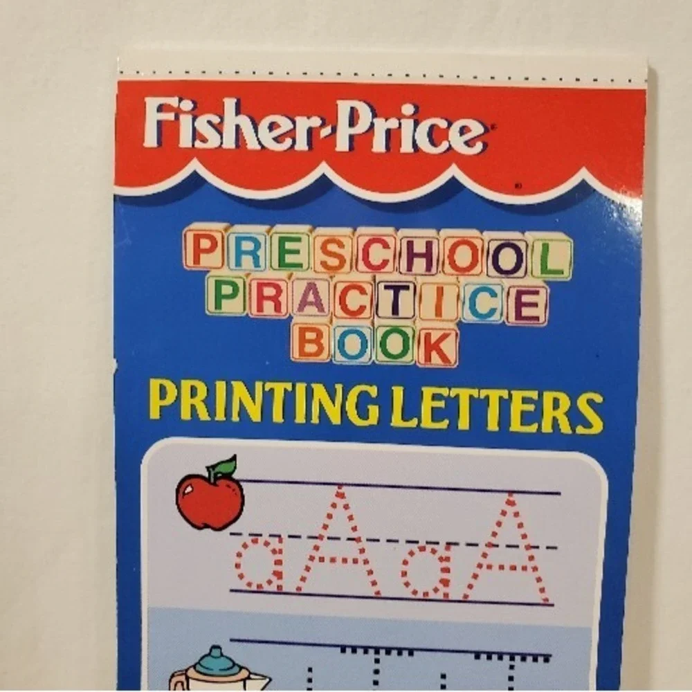 Vintage 1998 Fisher Price Preschool Practice Book Printing Letters Workbook